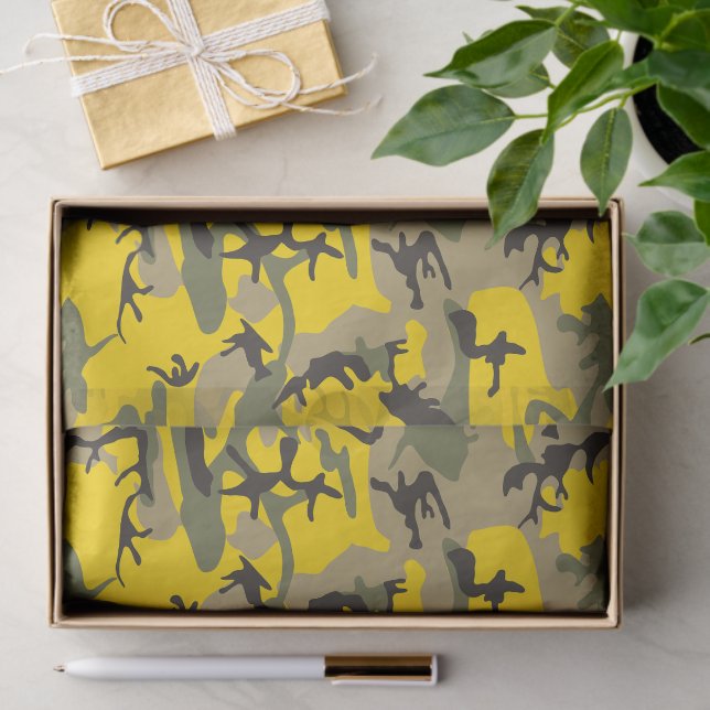 Papel De Seda Camuflaje amarillo y verde, ejército, ejército (Regalo )