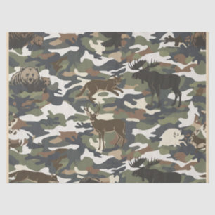 Papel De Seda Camuflaje de estilo acuarela con animales