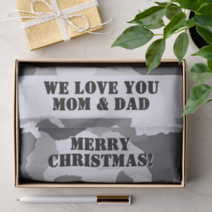 Papel De Seda Camuflaje de nieve gris blanco Feliz Navidad