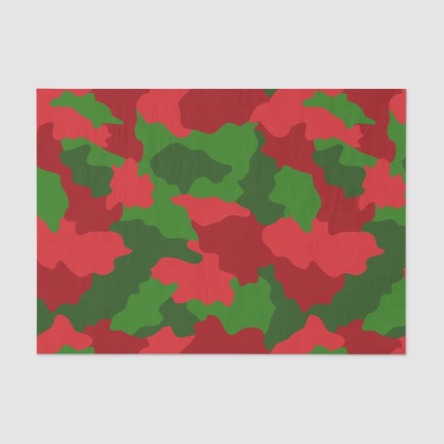 Papel De Seda Camuflaje de vacaciones rojo y verde (Anverso)