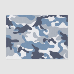 Papel De Seda Camuflaje del azul y del blanco