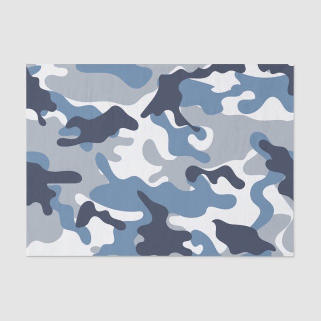 Papel De Seda Camuflaje del azul y del blanco (Anverso)