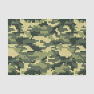 Papel De Seda Camuflaje Digital Woodland de 8 bits / Camo