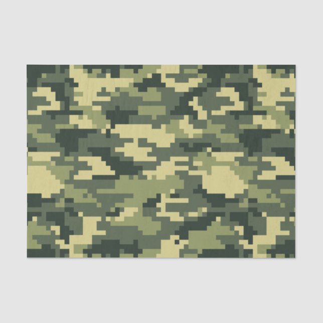 Papel De Seda Camuflaje Digital Woodland de 8 bits / Camo (Anverso)