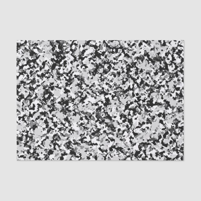 Papel De Seda Camuflaje Gris Blanco Ártico Fiesta (Anverso)