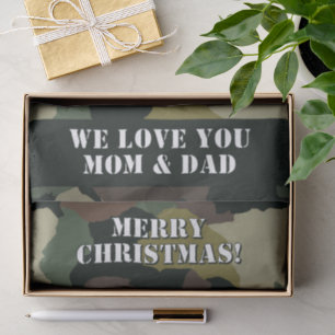 Papel De Seda Camuflaje marrón verde militar Feliz Navidad