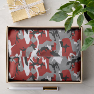 Papel De Seda Camuflaje rojo y gris, ejército