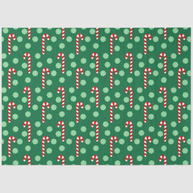 Papel De Seda Caña de Caramelo Roja Verde de Navidad (Anverso)