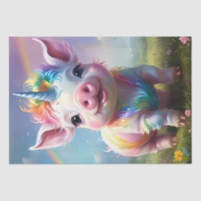 Papel De Seda "Canchas mágicas: el cerdo unicornio arcoiris" (Anverso)