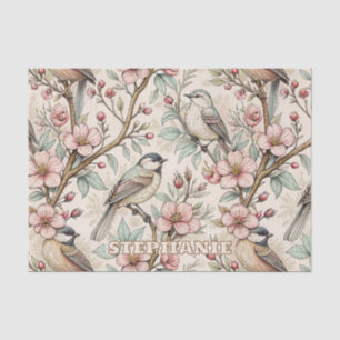 Papel De Seda Canción Botánica Melodiosa de Durazno Patrón Flora
