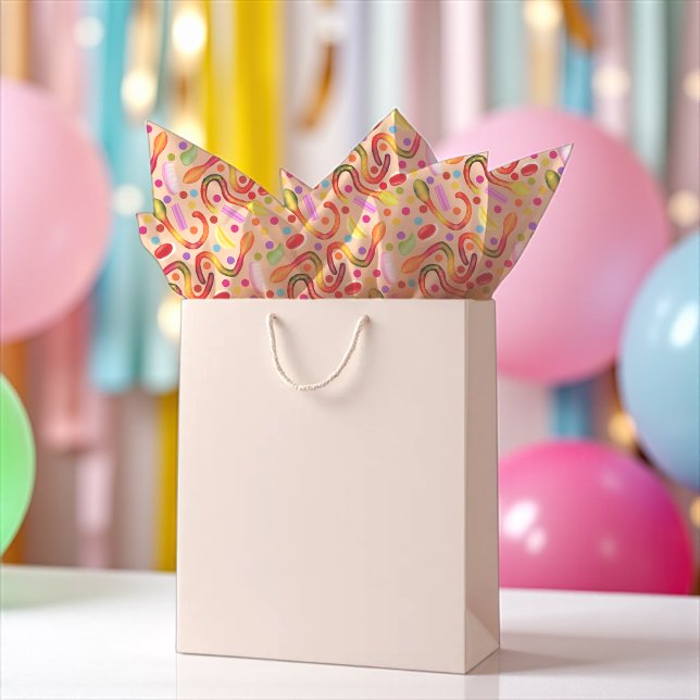Papel De Seda Candy Bag (Candy and jelly snakes patterned tissue paper)
