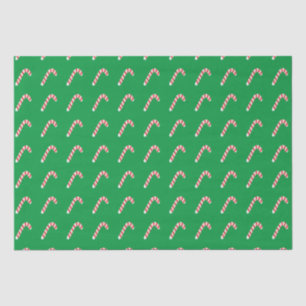 Papel De Seda Candy Cane Green Cute Navidades simples vacaciones