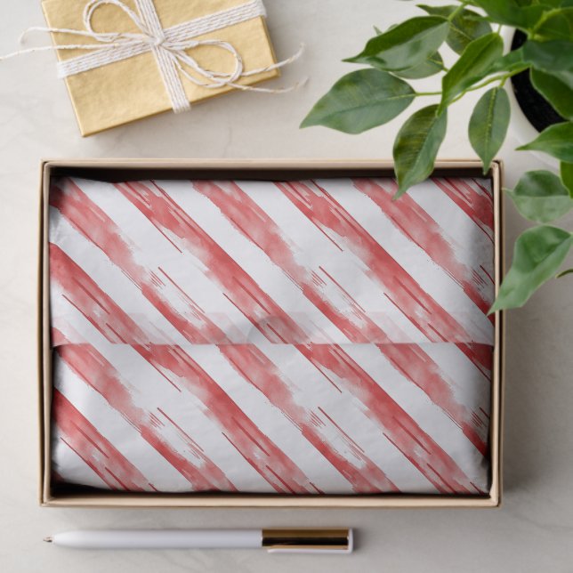 Papel De Seda Candy Cane Red Stripes Navidades (Regalo )