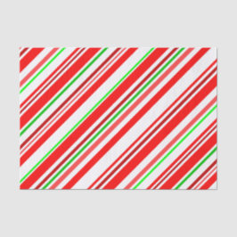 Papel De Seda Candy Cane Stripes Diagonal Patrón Verde Rojo