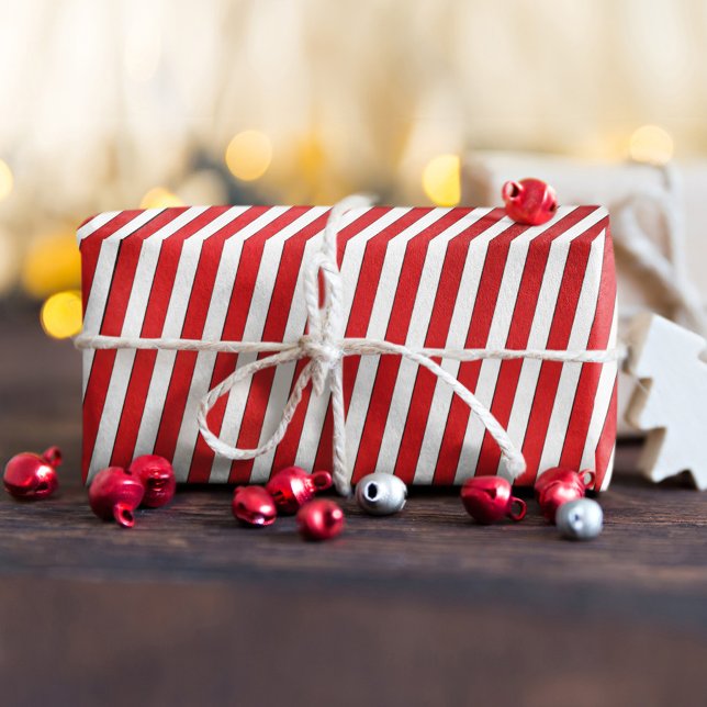 Papel De Seda Candy Cane Stripes Navidades de vacaciones singula (Simple red and white striped tissue paper)