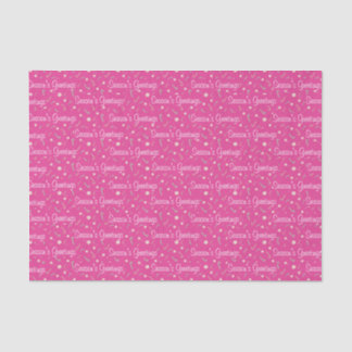 Papel De Seda Candy Canes & Bon Bons Season's Greetings on Pink