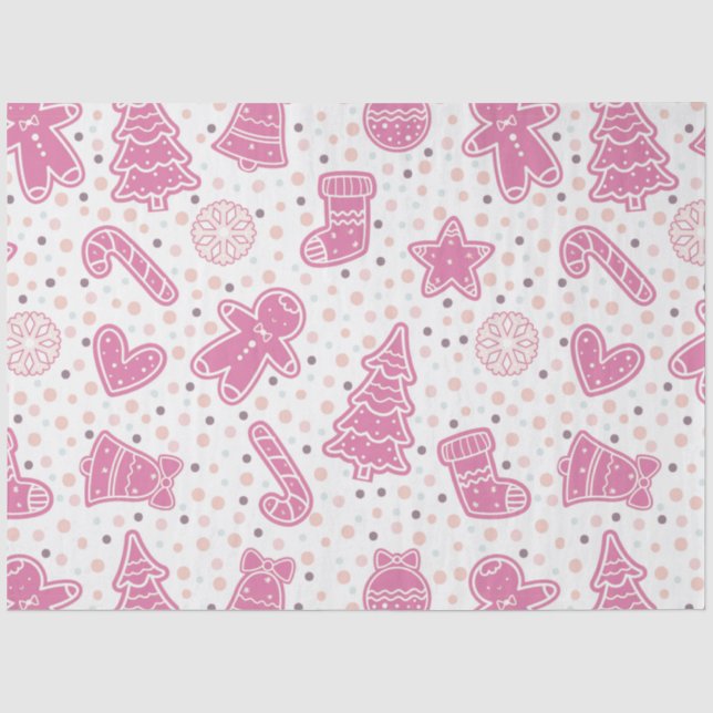 Papel De Seda Candy Canes Gingerbread Hombres Estrellas Navidade (Anverso)