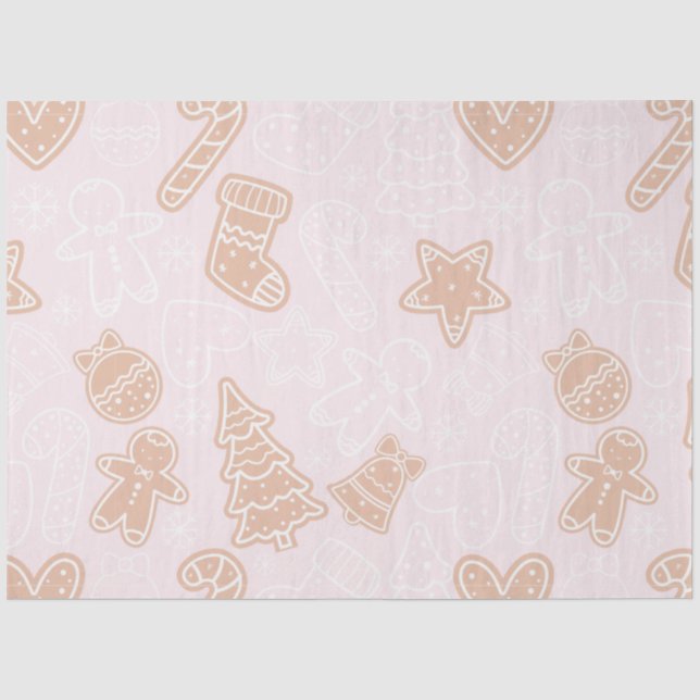 Papel De Seda Candy Canes Gingerbread Hombres Estrellas Navidade (Anverso)