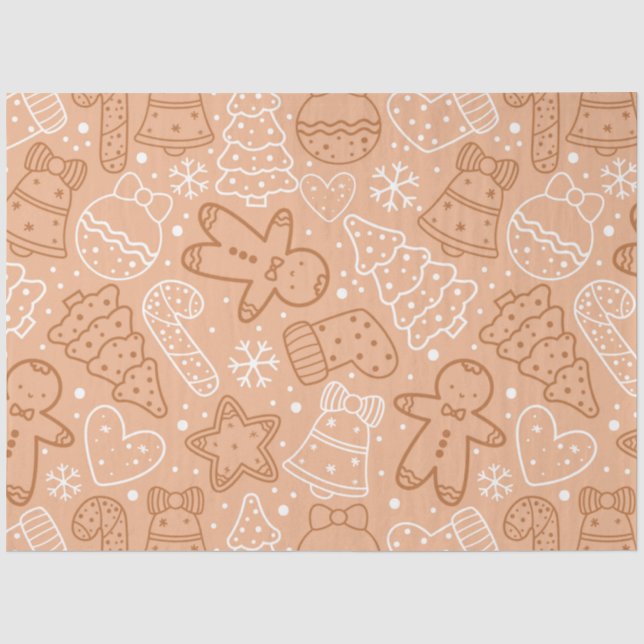 Papel De Seda Candy Canes Gingerbread Hombres Estrellas Navidade (Anverso)