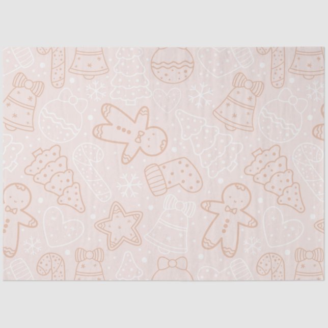 Papel De Seda Candy Canes Gingerbread Hombres Estrellas Navidade (Anverso)