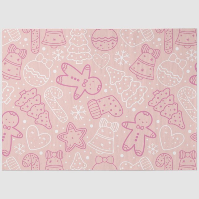 Papel De Seda Candy Canes Gingerbread Hombres Estrellas Navidade (Anverso)