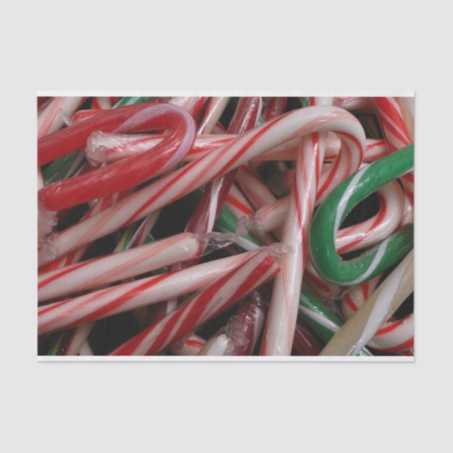 Papel De Seda Candy Canes Navidades vacaciones Verde Blanco y Ro (Anverso)