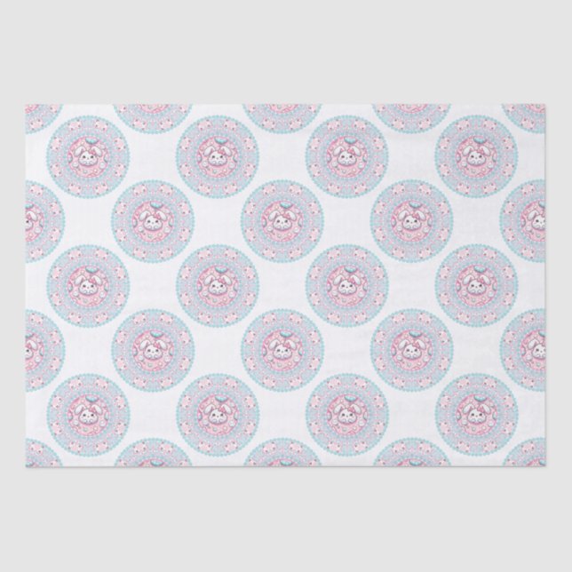 Papel De Seda Candy Kawaii Bunny Polka Dot Mandala (Anverso)