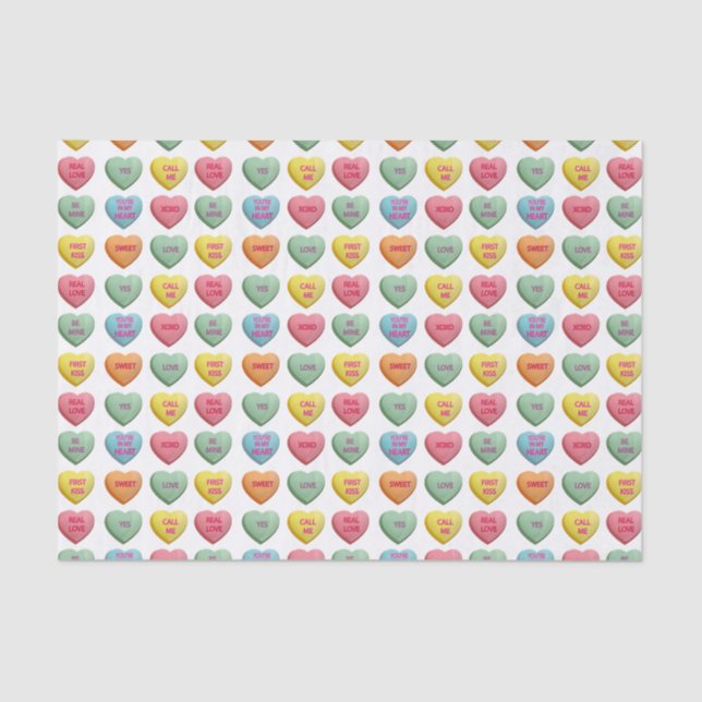 Papel De Seda Candy Love Hearts Romantic Words Pattern (Anverso)
