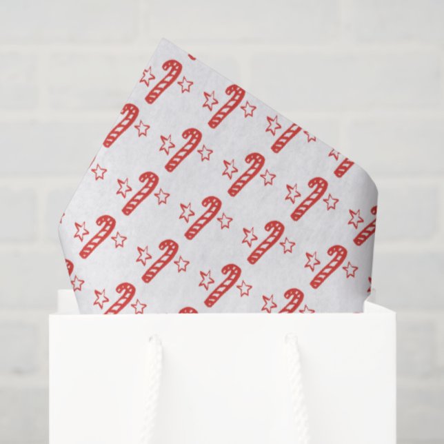 Papel De Seda Candycanes Stars Doodle CHRISTMAS Holiday Red Whit (Bolsa de regalo)