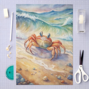 Papel De Seda Cangrejo Adorable en Acuarela en Decoupage de Play