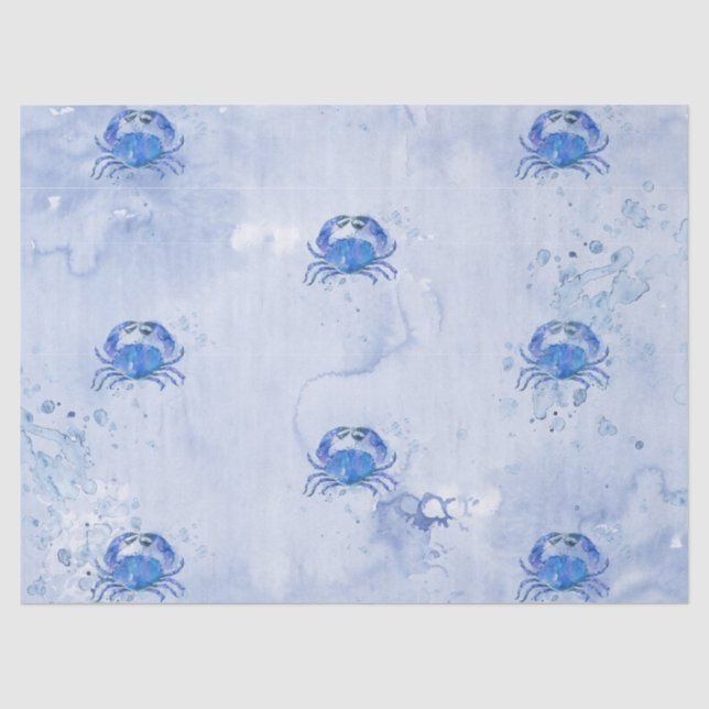 Papel De Seda Cangrejo Azul Acuarela (Anverso)