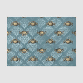 Papel De Seda Cangrejo Damasco Azul