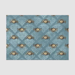 Papel De Seda Cangrejo de Damasco Azul