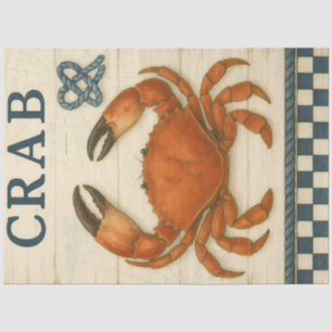 Papel De Seda Cangrejo Nautical Coastal Decoupage Tejido Nueva I