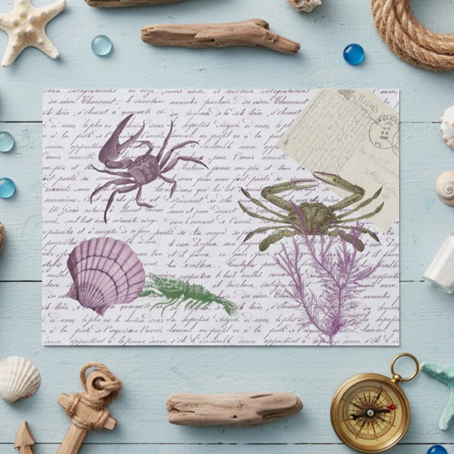 Papel De Seda Cangrejo náutico decoupage Crustáceo (Subido por el creador)