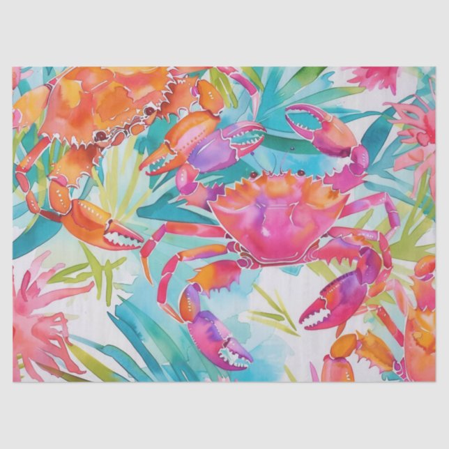 Papel De Seda Cangrejos de color tropical dulce (Anverso)