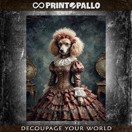 Papel De Seda Caniche dama con vestido noble elegante