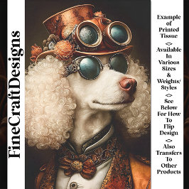 Papel De Seda Caniche Steampunk Blanco Real AX7 Decoupage