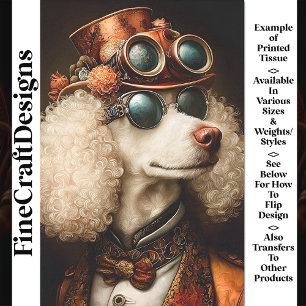 Papel De Seda Caniche Steampunk Blanco Real AX7 Decoupage
