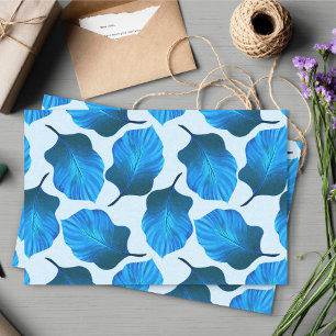 Papel De Seda Canna Tropicanna Las hojas tropicales en azul