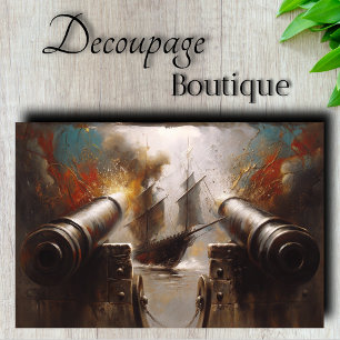 Papel De Seda Cañones de Batalla Naval Decoupage