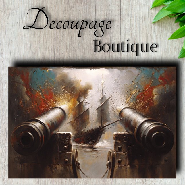 Papel De Seda Cañones de Batalla Naval Decoupage (Ship Battle Cannons Decoupage Tissue Paper)