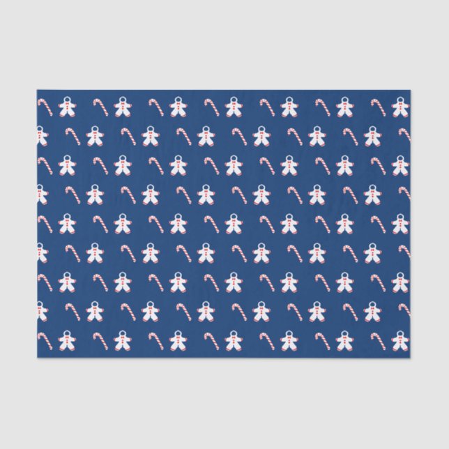 Papel De Seda Cañones de caramelo y nevadas en azul (Anverso)