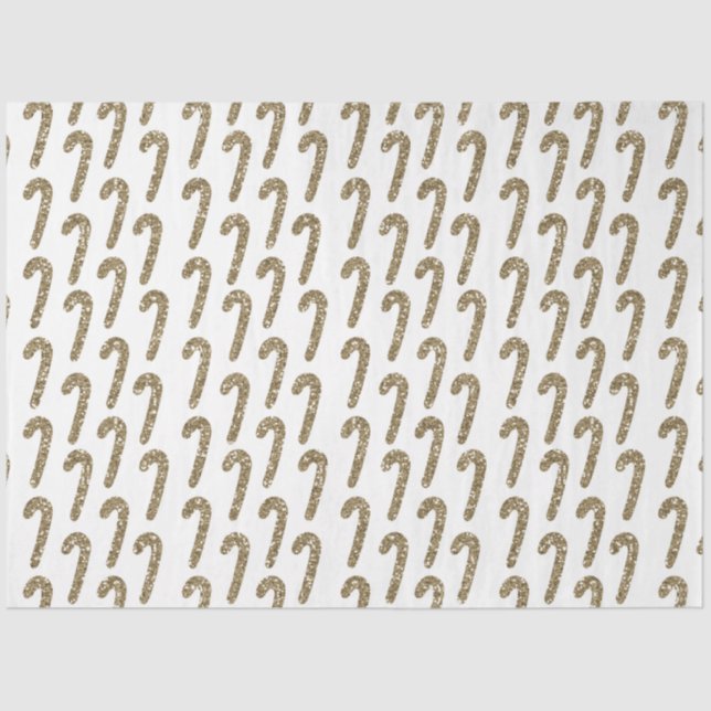 Papel De Seda Cañones de golosina dorada Navidades blancos singu (Anverso)