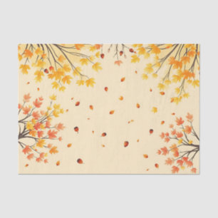 Papel De Seda Canopas de árbol de otoño acuarela en ocre suave