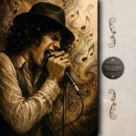Papel De Seda Cantante de Rock Vintage Decoupage Art