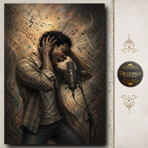 Papel De Seda Cantante de soul masculino micrófono arte musical