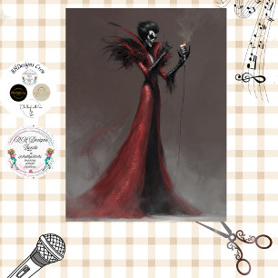 Papel De Seda Cantante gótica decoupage vestido rojo ejecutante