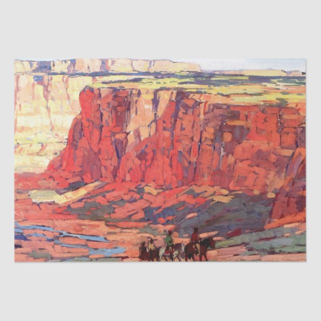 Papel De Seda "Canyon Riders" Arte occidental de Edgar Payne (Anverso)