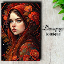 Capa Carmesí - Rosa de Otoño Encantadora Decoupage